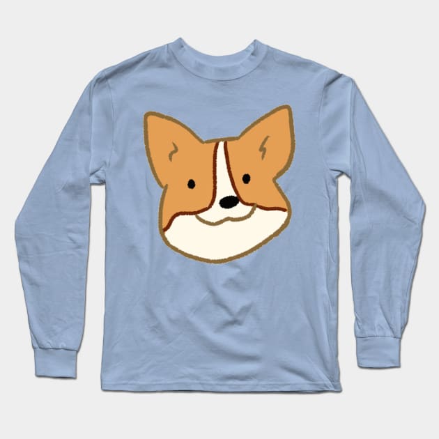 Cute Corgi face art Long Sleeve T-Shirt by Mayarart